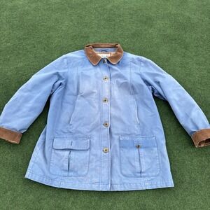 LL Bean Jacket Mens Extra Large Blue Corduroy Collar Field Barn Chore Coat